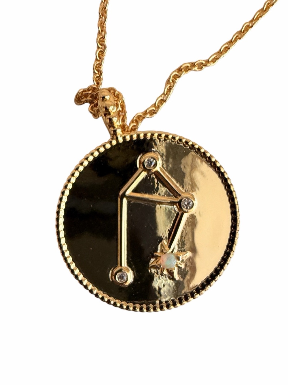 Gorjana Gold Plated  Zodiac Constellation Pendant Necklace in Libra